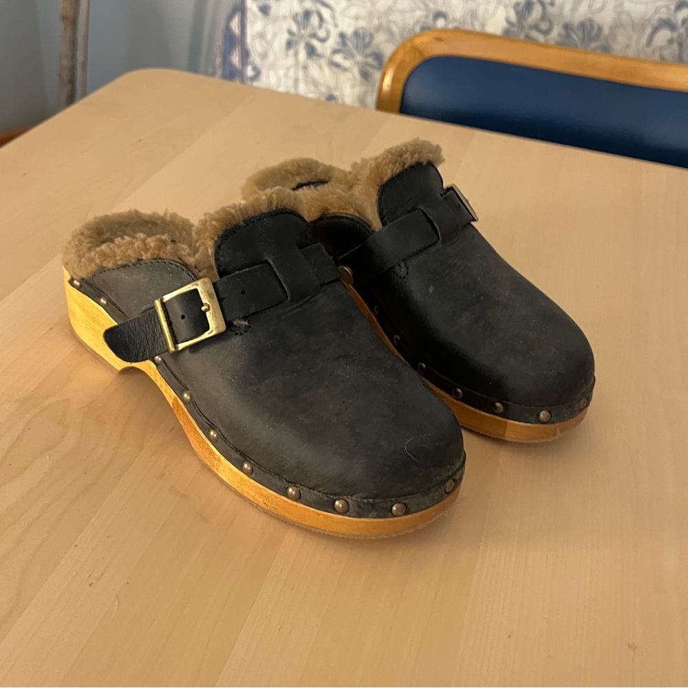 Re/Done Fur Clogs Black 36